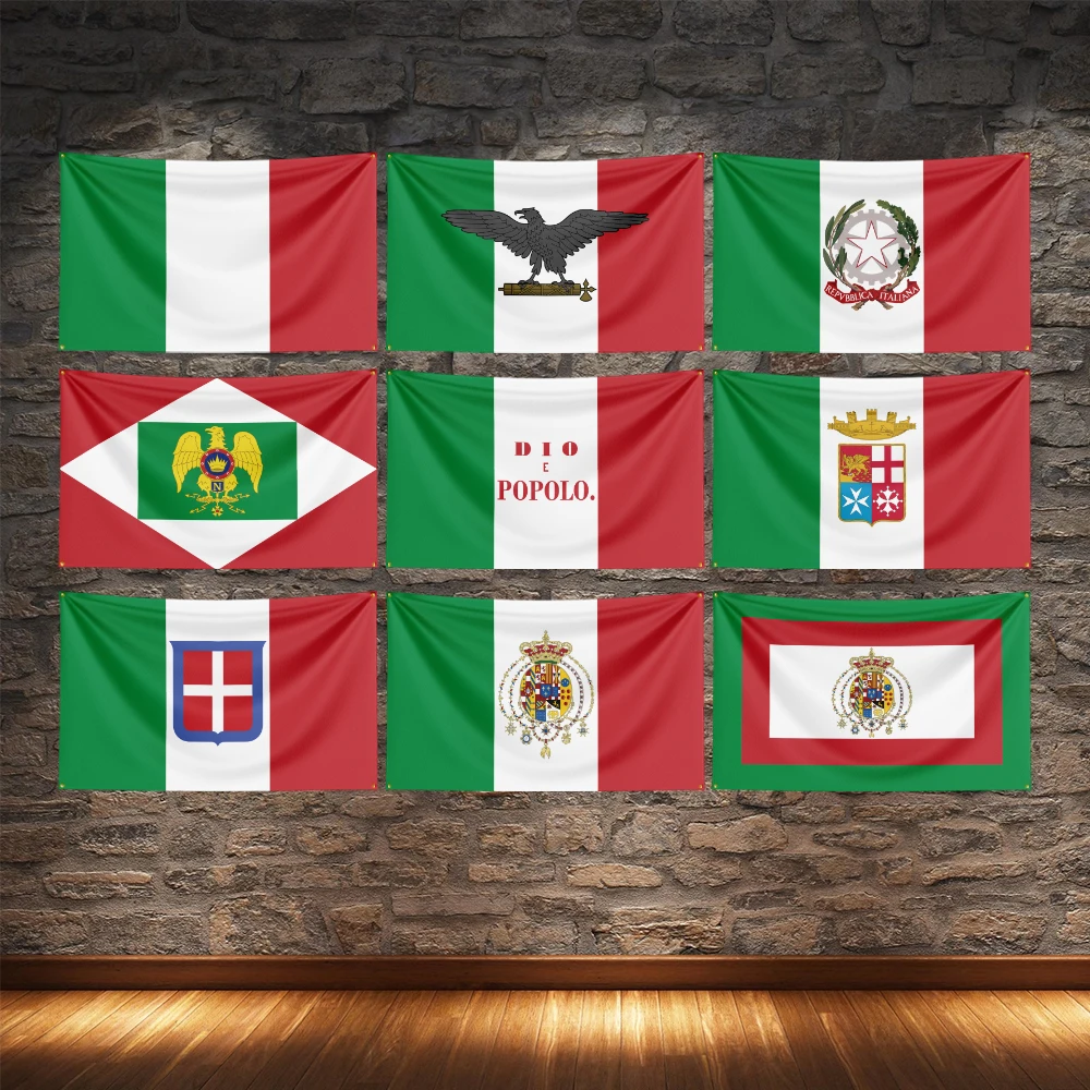 

Single-sided printing of the Flags of Italy throughout the ages wall decoration