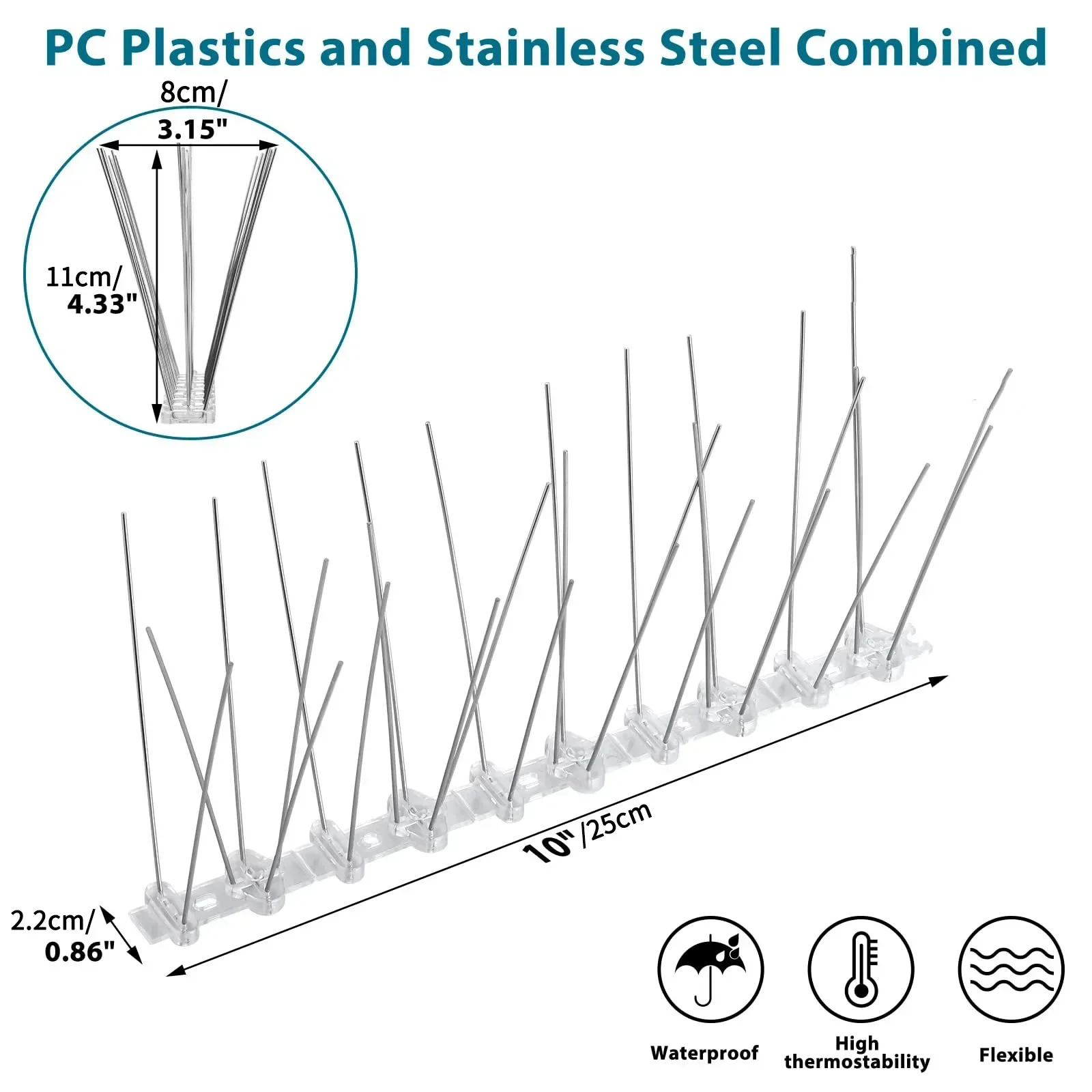 Stainless Steel 12Pcs Bird Spikes Outdoor Bird Devices for Fence Windowsill Roof Effective Anti Perching Solution to Keep