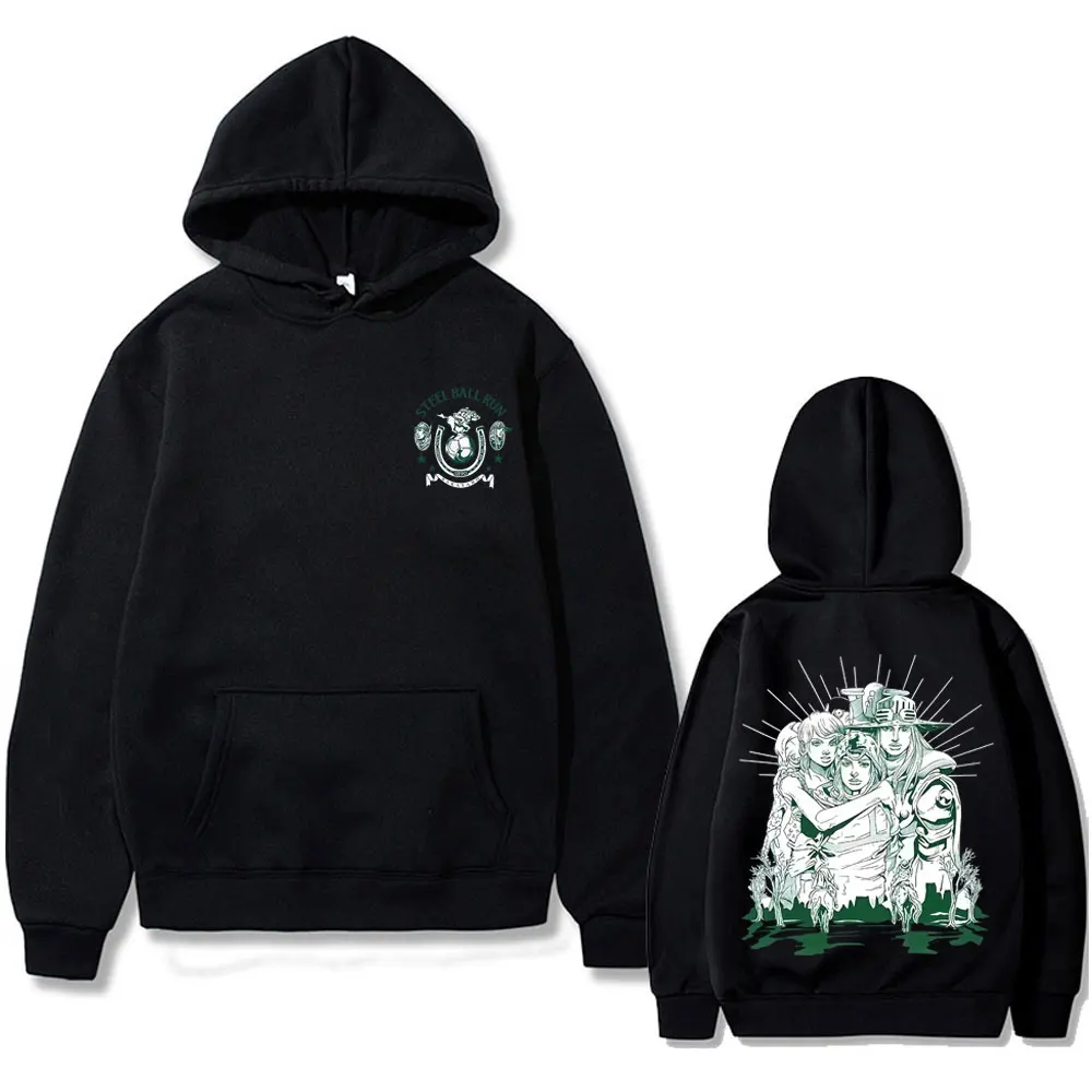 

Anime JoJo's Bizarre Adventure Hoodie STEEL BALL RUN Graphic Hooded Sweatshirt Men Women's Casual Vintage Pullover Streetwear