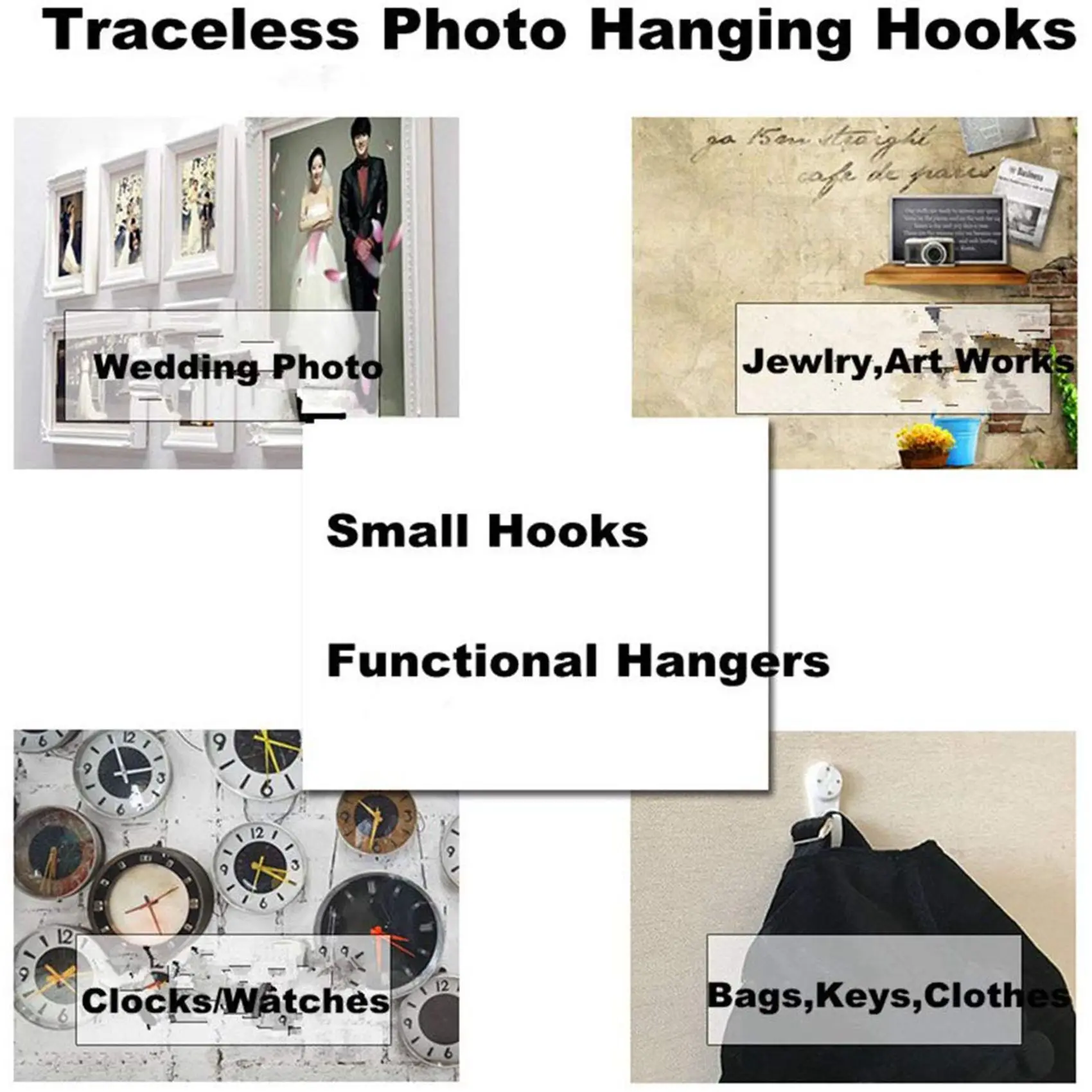 BAAG-210 Pack Picture Hangers For Hard Wall Concrete Hanging Photo Frames Drywall Hook Art Painting Display Hangers Clock