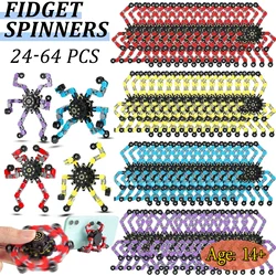 24-64 PCS Transformable Fidget Spinners Fingertip Gyros Stress Relief Sensory Toys for ADHD Autism Kids Gifts Classroom Prizes