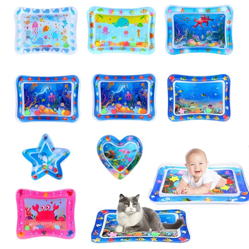 

Baby Water Play Mat Inflatable Cushion PVC Infant Tummy Time Toddler Water Pad For Early Education Interactive Toy Pet Cat Toys