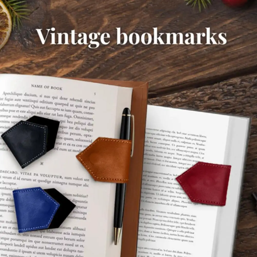 11cm Vintage Bookmark Faux Leather Magnetic Handmade Book Page Marker Clip Refrigerator Magnet Book Lovers Kids Students Gift