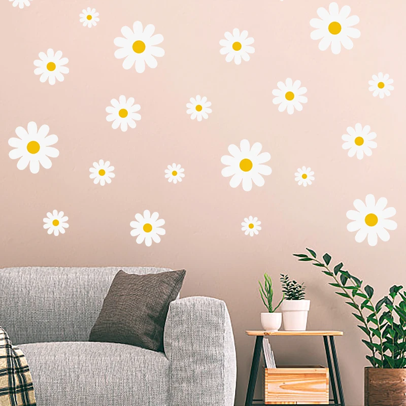 

Daisy Floral Wall Stickers Bedroom Living Room Home Decor PVC Wall Decals Baby Nursery Room Kids Room Girls Room Decor Sticker