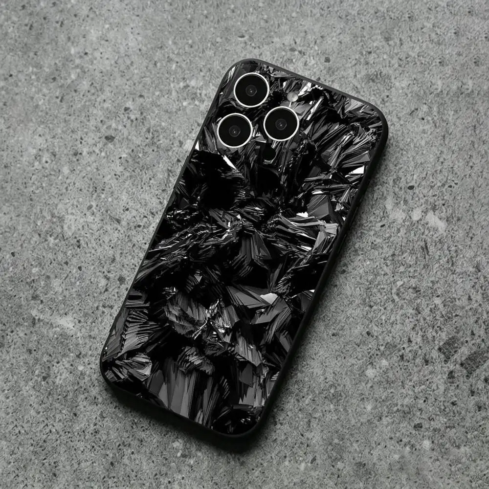 Carbon Pattern Phone Case For iPhone 17,16,15,14,13,12,11,Plus,Pro Max,XS,X,XR,SE,Mini,Soft Silicone Black Cover