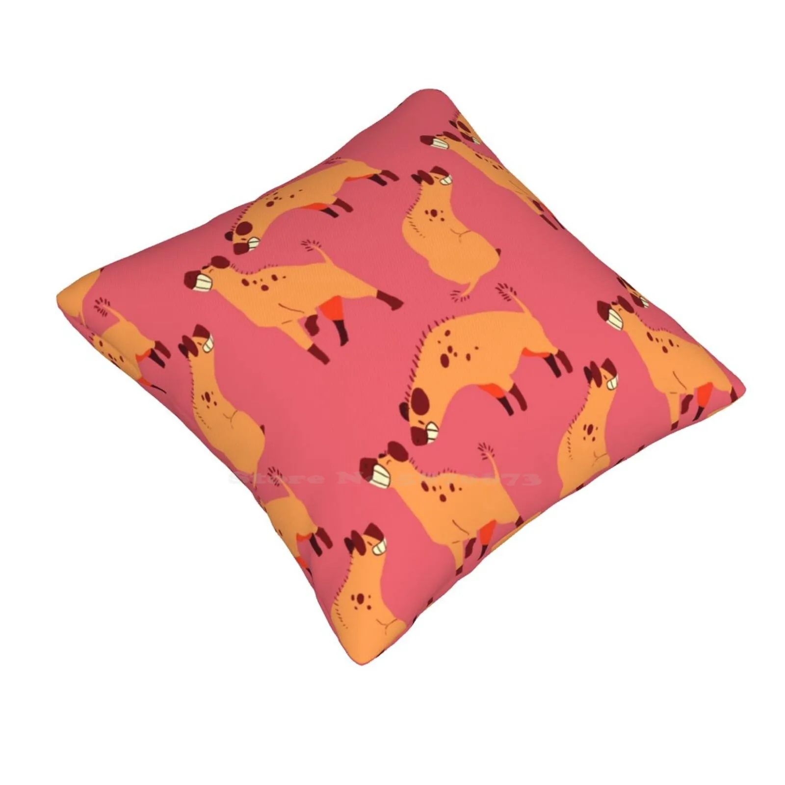 Hyenas!! Bedroom Office Hug Pillowcase Hyena Hyaena Seamless Pattern Pink Animals Zoo