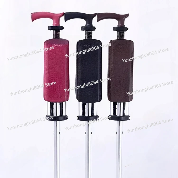 Aluminum Alloy Foldable Walking Cane Stick with Seat Adjustable Elderly Crutch Chair with Stool