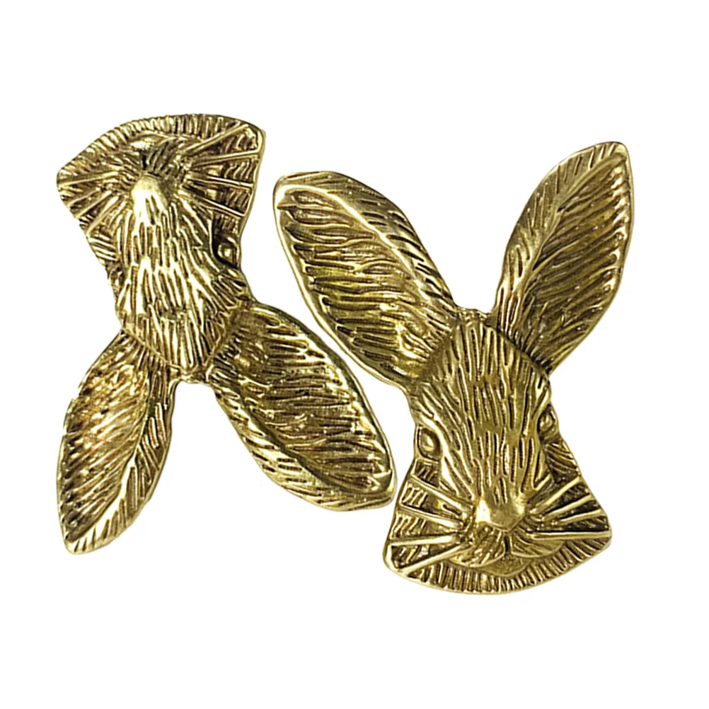 2 قطعة درج رأس أرنب ذهبي يسحب مقابض خزانة نحاسية للمطبخ مضمد أثاث الحمام مقابض ترقية الزخرفية #5