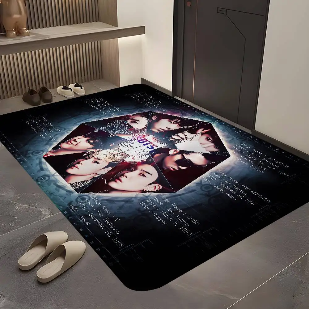 Kpop B-BTS Hallway Carpet INS Style Soft Bedroom Floor House Laundry Room Mat Anti-skid Bedside Area Rugs