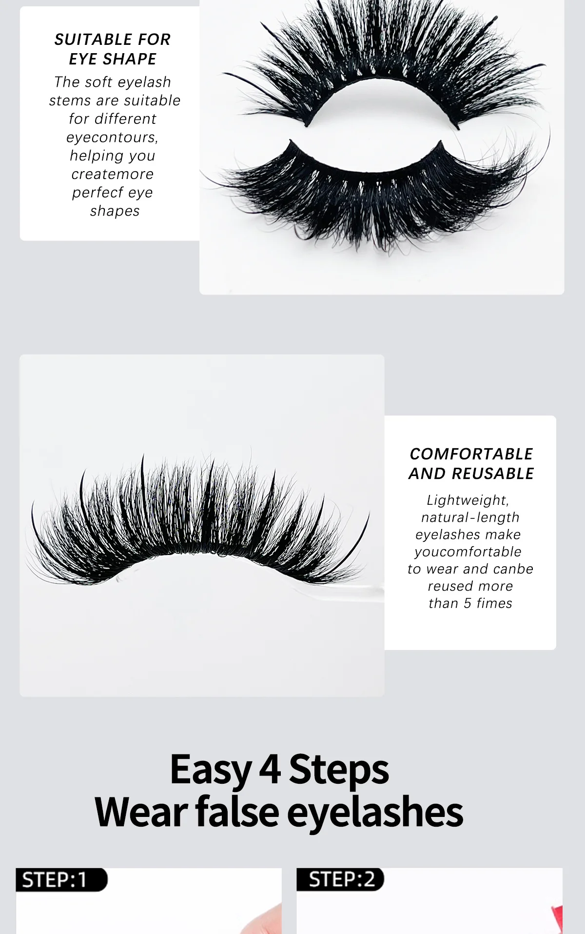 Neue nasse flauschige Nerz Wimpern mit Spikes Make-up Anbieter 16mm 18mm 25mm Volumen lang natürlichen Look Nerz Wimpern Großhandel – Detail 7