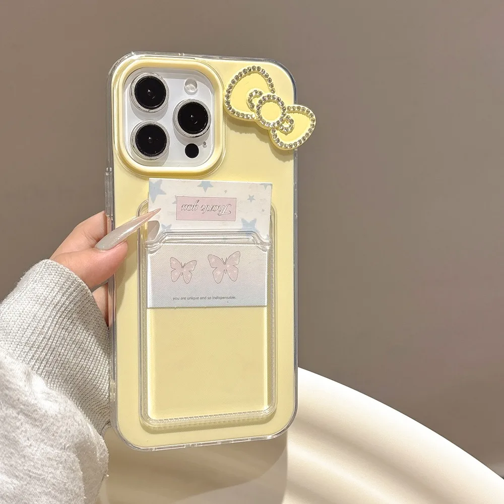 حافظة لهاتف آيفون 16 15 11 12 13 14 Pro Max ثلاثية الأبعاد لحماية القوس غطاء جيب للبطاقات الخلفية