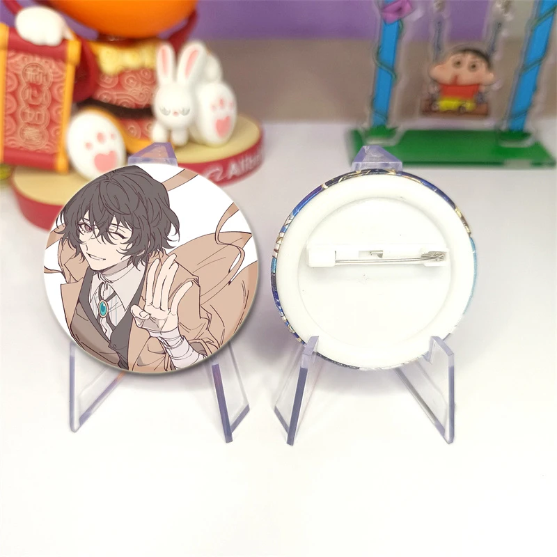 Hot Anime Character Osamu Dazai Cute Cartoon Badge Handmade Tinplate Brooches Round Display Brooches Jewelry Gift Accessory image 3