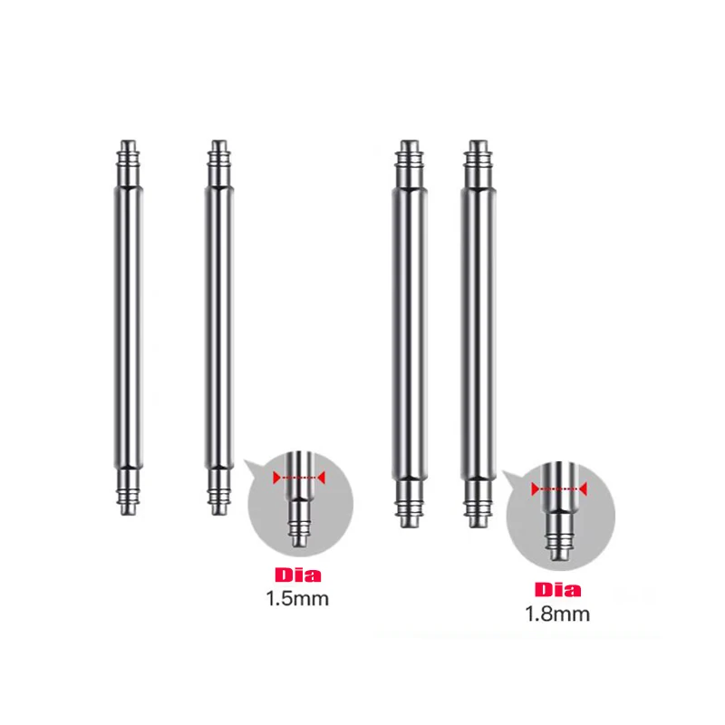 10PCS Double Support Spring Bar Dia 1.5mm And 1.8mm Watch Strap Link Pins Fits Width10mm-30mm Stainless Steel Watch Strap Links