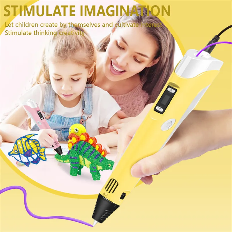 Stylo d'impression 3D pour enfants, jouet électronique pour enfants, bricolage, dessin créatif, artisanat d'art 3D, accessoire d'impression, éducation drôle, cadeau d'anniversaire