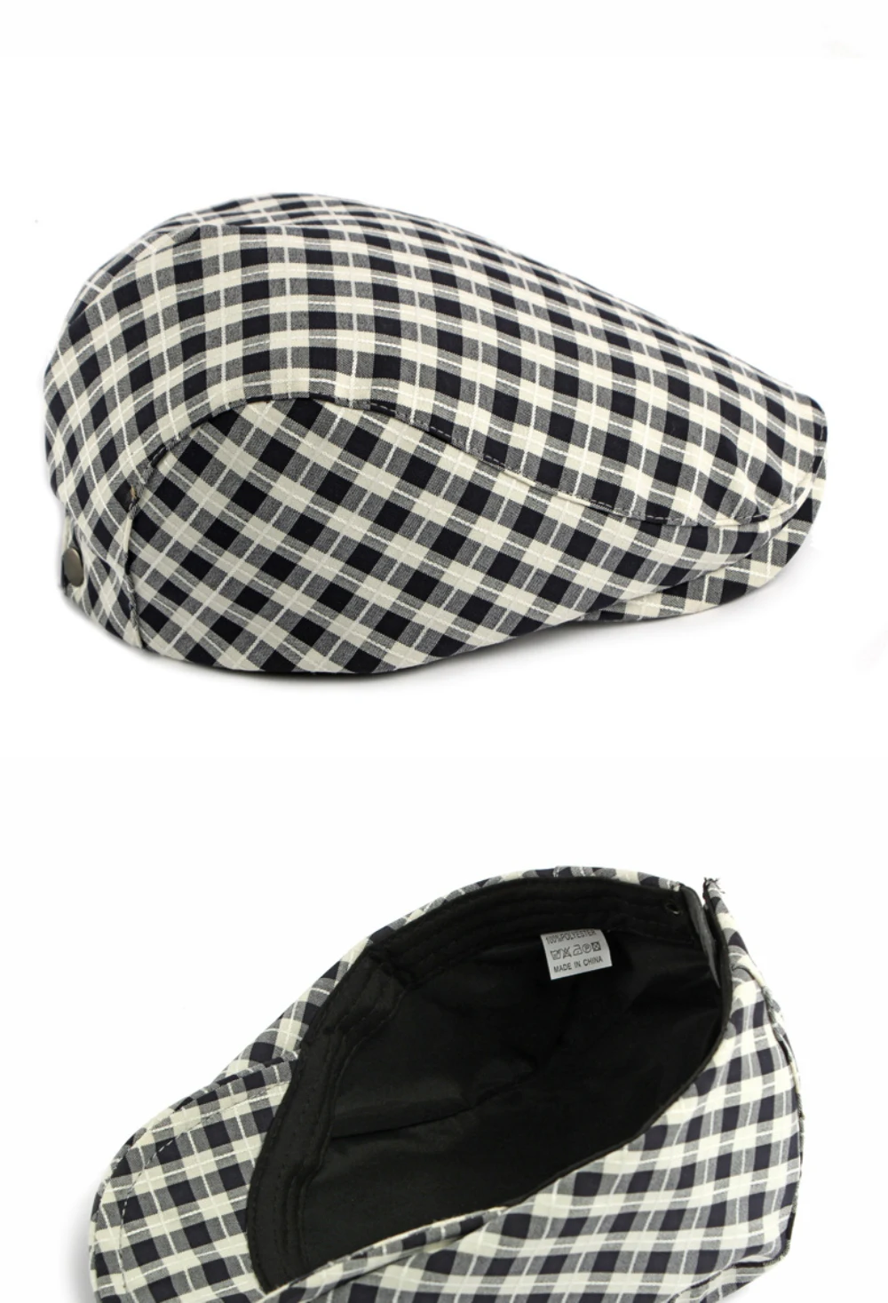 HT5076 Baskenmützen für Herren und Damen, Künstler- und Malermütze, Verstellbare Ivy-Flatcap, 2026 Neue Frühling-Sommer Karierte Baskenmütze – Detail 11
