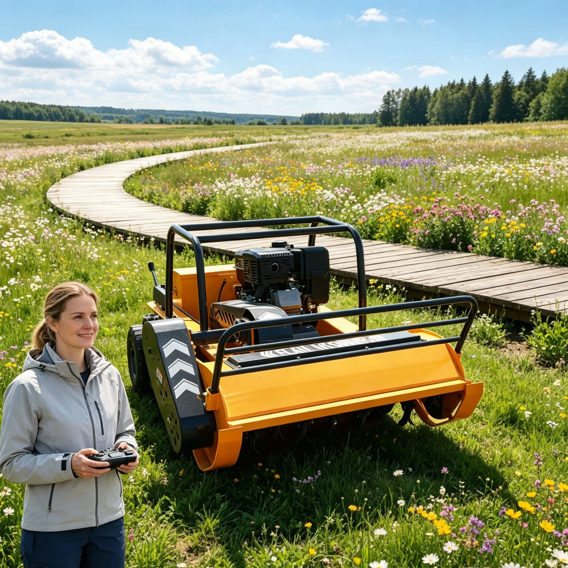 Customized Large Cutting Width Rural Yard Mowing 800S Remote Self‑propelled Lawn Mower
