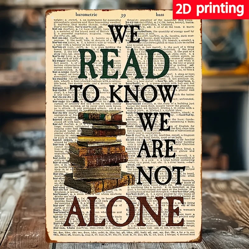 Vintage Book Lover Metal Wall Art - 