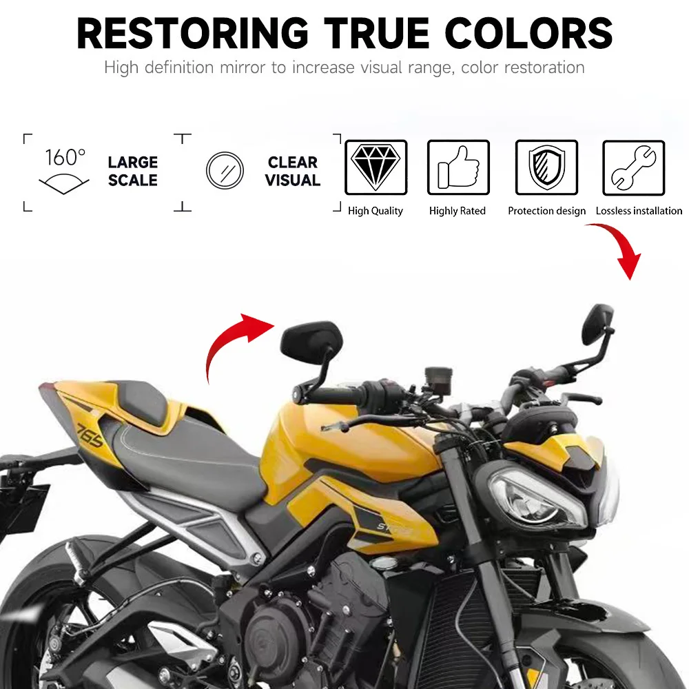 Зеркала заднего вида на руль мотоцикла для Rocket 3, Street Triple S 765, 765RS, 765R, Speed Triple 1200RS, 1200RR