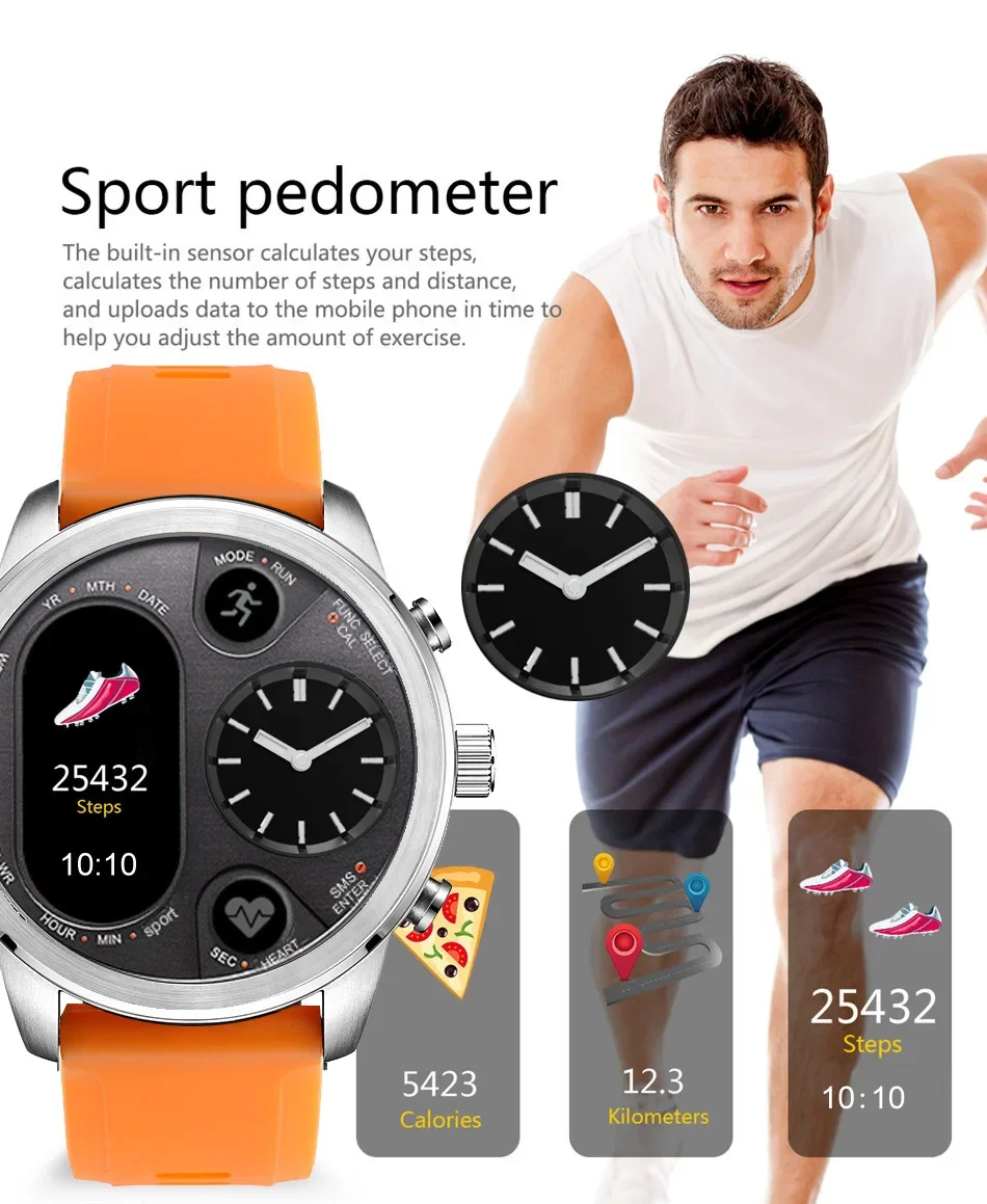 IP68 Pulsera impermeable Smartwatch Fitness Actividad Deporte Reloj inteligente híbrido inoxidable