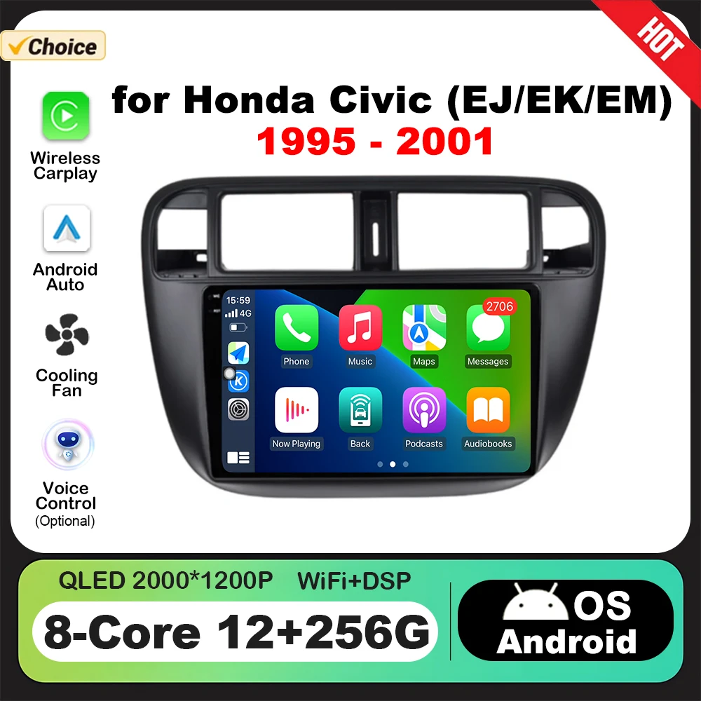 

9 inch Car Multimedia Radio Player for Honda Civic (EJ/EK/EM) 1995 - 2001 LHD Android OS GPS Navi Auto Tools DSP Stereo 4G WiFi