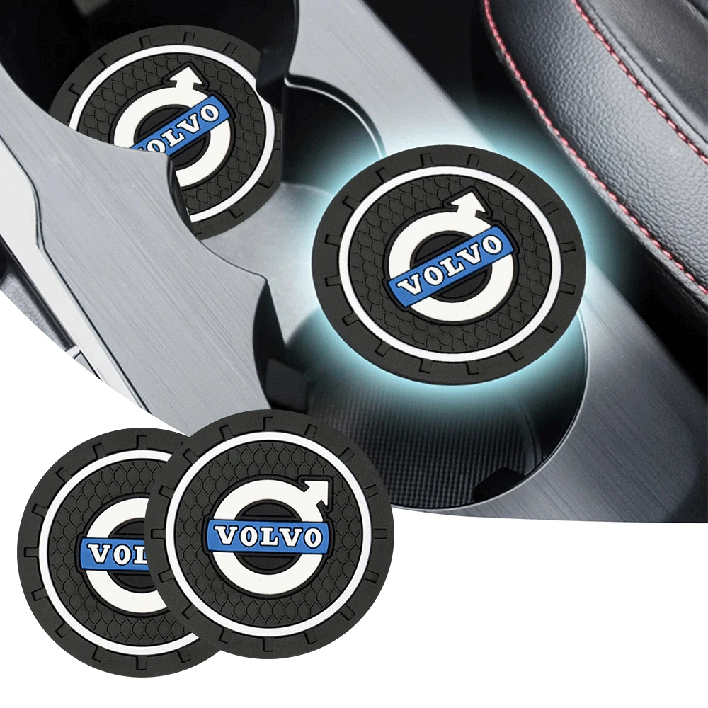 1/2pc for Volvo XC60 V60 S60 V40 V50 S40 S80 C30 XC40 XC70 V90 Car Anti-slip Pad Silicone Coaster Water Cup Holder Anti-slip Mat