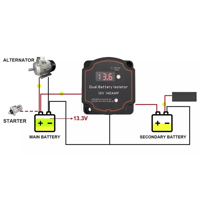 Voltage Sensitive Split Charge Relay Set 12V140A For Campers Car RV Yacht Steamer Smart 2 Battery Bank Isolator