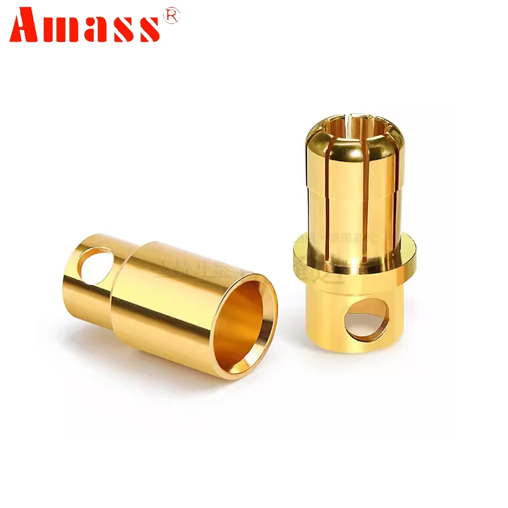 Amass-Banhado a ouro Banana Plug para RC Car, caminhão, Drone Parts, alta corrente, cobre, fêmea, macho, Motor ESC, DIY, 8,0mm, 180A, 5 pares por lote