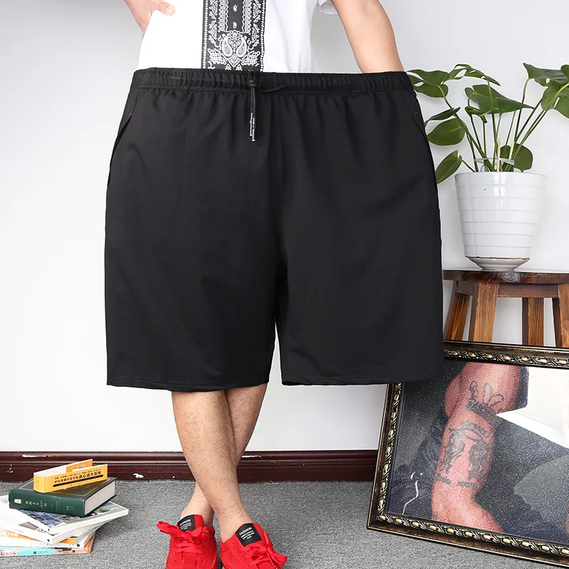 Men's plus size shorts plus size 14XL 15XL waist 183cm summer large elastic sports casual loose large size 58 66 black 210KG