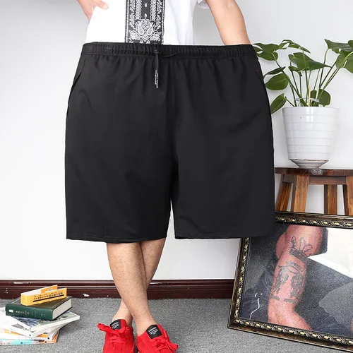 Imagen 1 del producto Pantalones cortos de talla grande para hombre talla grande 14XL 15XL cintura 183cm verano grande elástico deportes casual suelto talla grande 58 66 negro 210KG