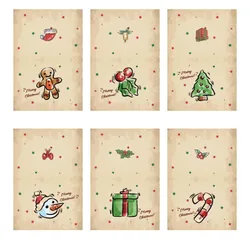 1/6pcs New Vintage Merry Christmas Greeting Cards with Envelopes and sticker Holiday Greeting Cards Assortment