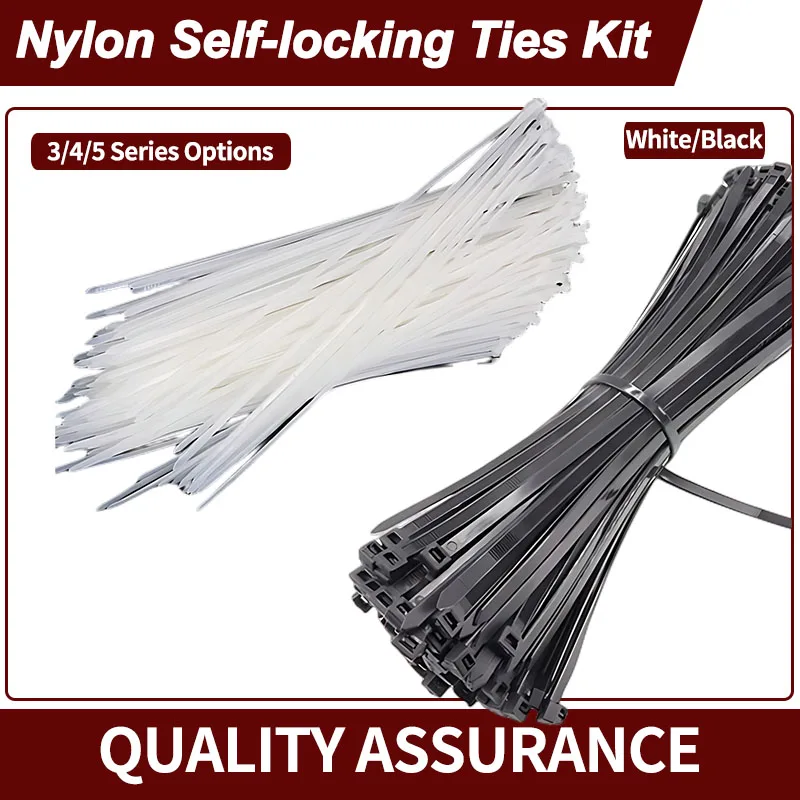 

1000 PCS Self-locking Nylon Cable Ties Black/White Plastic Strong Snap High Temperature Resistant and Lengthening Twine Tie Wire