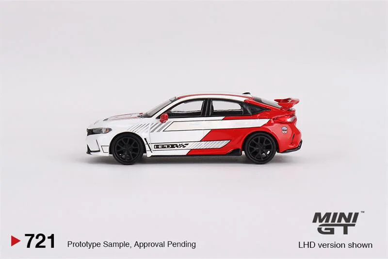 รถมินิ GT 1:64 Civic Type R #2 2023การก้าวรถโมเดล Diecast สีขาว