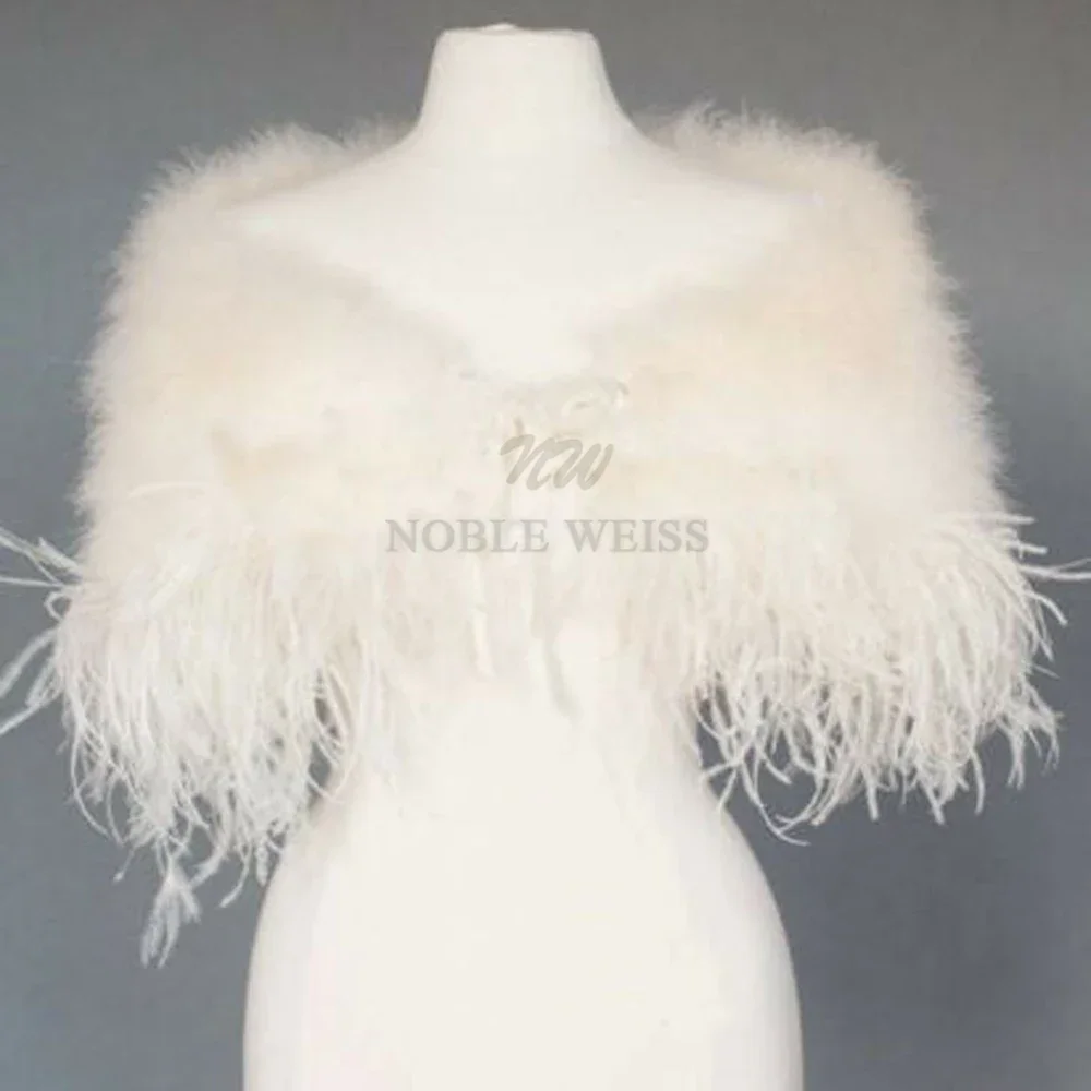 Elegant Ostrich Feather Wedding Capes Wraps Faux Fur Bridal Jackets Fur Bolero Customized