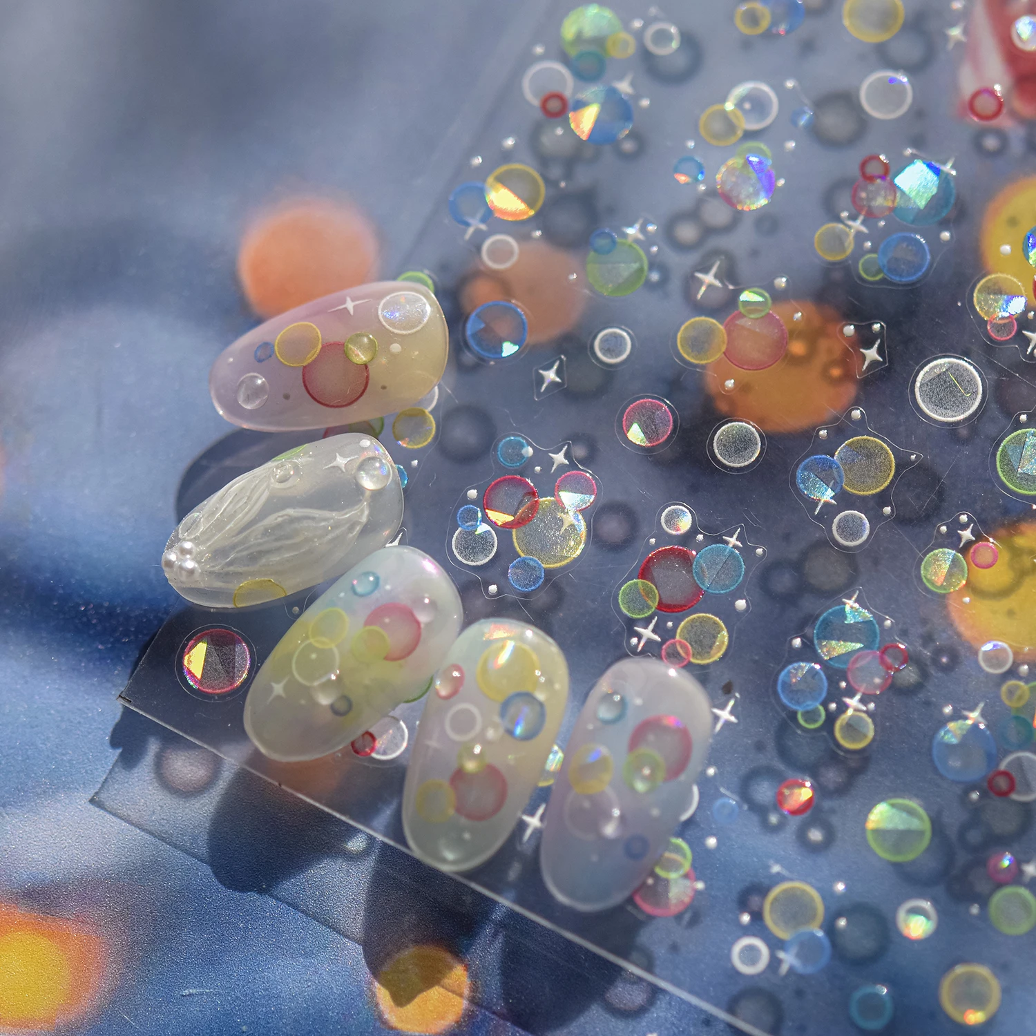 1 pz adesivi per unghie a bolle colorate accessori per nail art stile prospettiva semplice decorazione per nail art adesivi in rilievo 5D