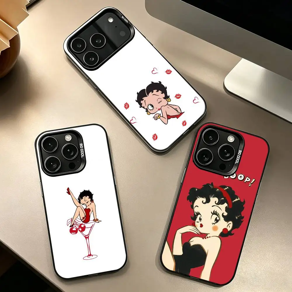 

Classic Character B-Bettys Boops Phone Case For iPhone17,16,15,14,13,12,11Plus,Pro Max,XS,Colorful Silver Phone case Funda Cover