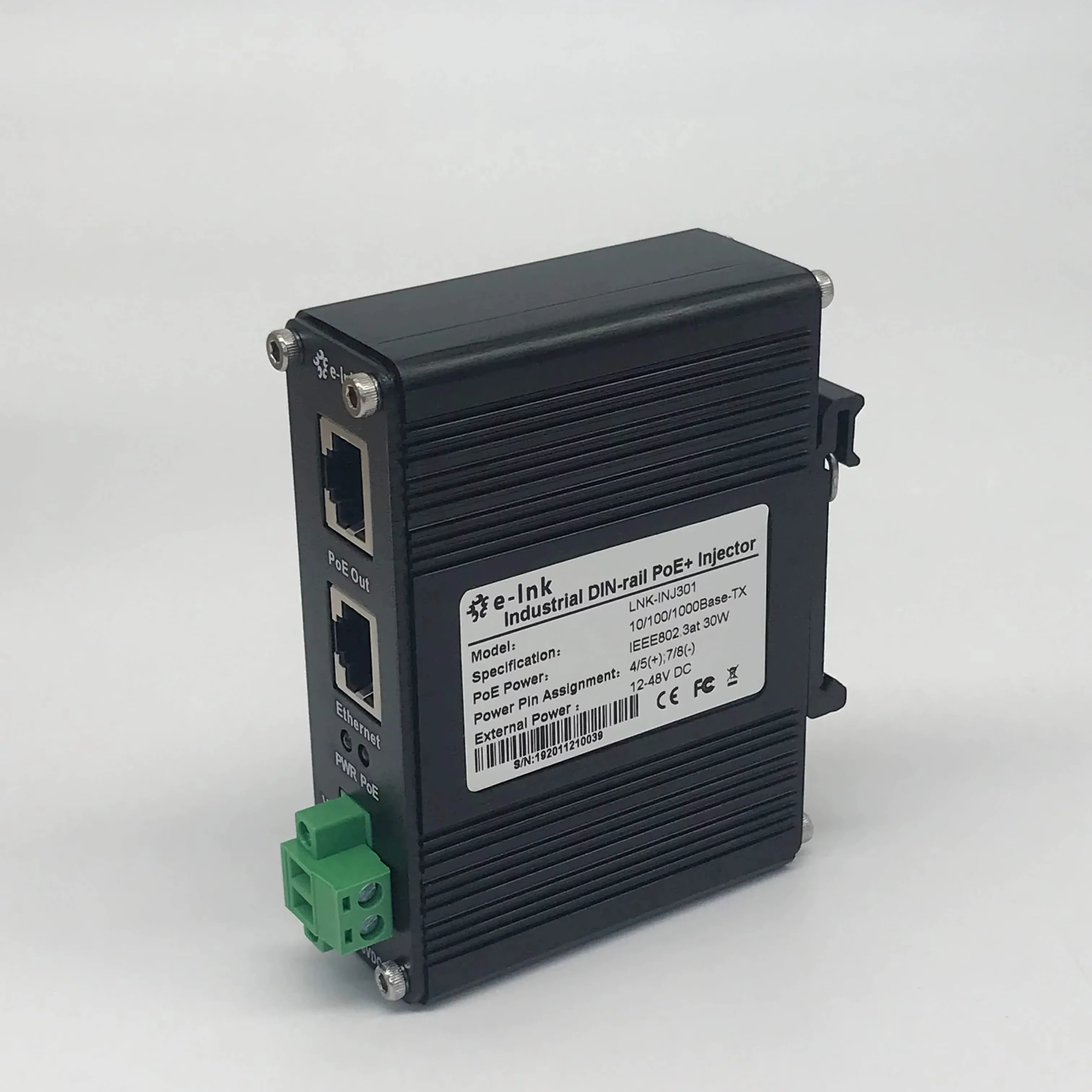 

Wide Range of Voltage 12-48V DC Power Input Industrial Gigabit PoE+ Injector
