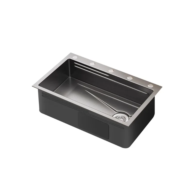 

Kitchen sink, gun gray large single slot Vantage sink, small rice grain embossing household sink 304 stainless steel