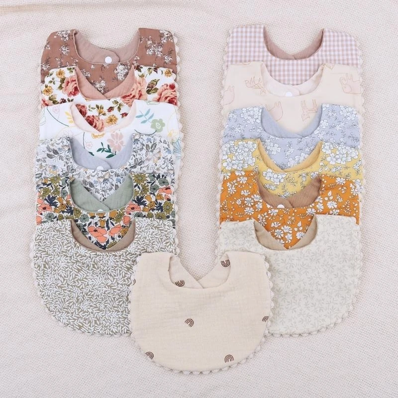 

M76C Child Drooling Bibs Double Sided Bib Baby Nursing Bibs Cotton Burp Cloth