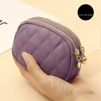 Bolsa de armazenamento com zíper duplo para mulheres e meninas, porta-moedas, pingente de chaveiro, grande capacidade, slots multicartões, titular do cartão, nova marca