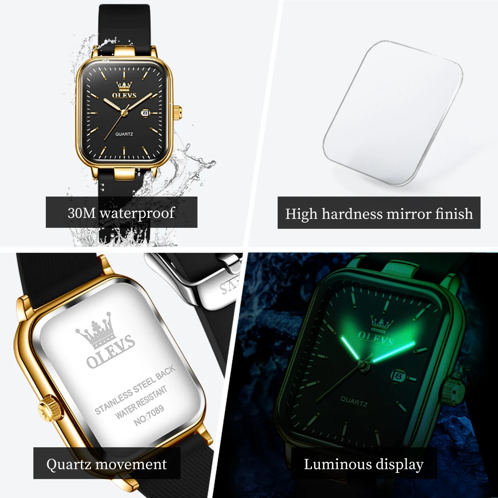 OLEVS Original Elegant Fashion Luxury Quartz Watch for Women Best Selling High Quality Silicone Strap Waterproof Ladies Watch