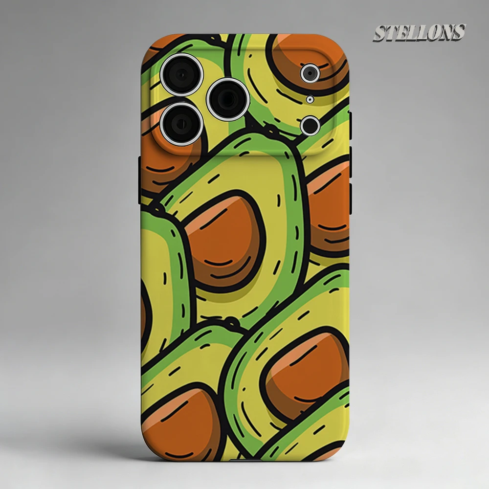 Coque arrière double couche Avocado Pop pour iPhone 18 17 16 15 14 13 12 Pro Max Plus – Coque de téléphone indispensable compatible avec plusieurs modèles
