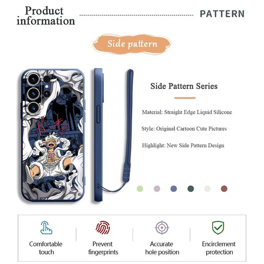 Case for Samsung Galaxy Note 10 20 Ultra S20 FE S25 Ultra S23 S24 S22 Ultra S25 Plus S21FE Soft Cover O-One Piece Luffy 5 Gear