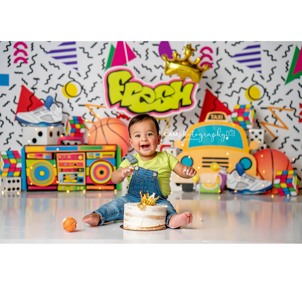 Back to 90S 80S Party Fresh Photo Background Children Birthday Cake Smash Photography Backdrop Kids Portrait Photo Studio Props