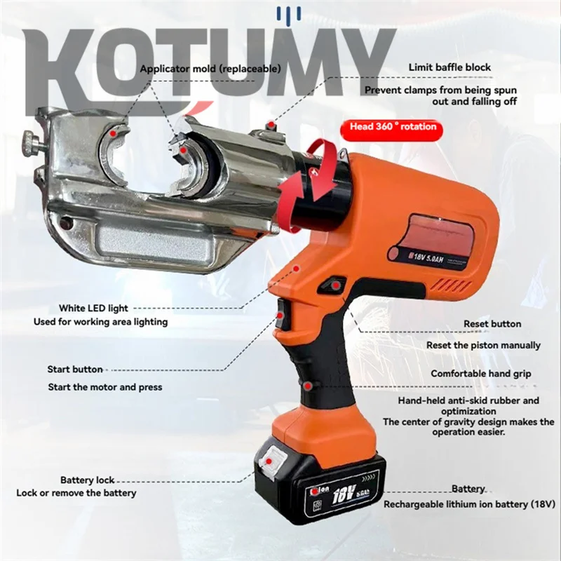 EZ-300/ EZ-400 Hydraulic Pliers Crimping Pliers Charging Crimping Tools Cast Steel Electric Crimping Plier Terminal