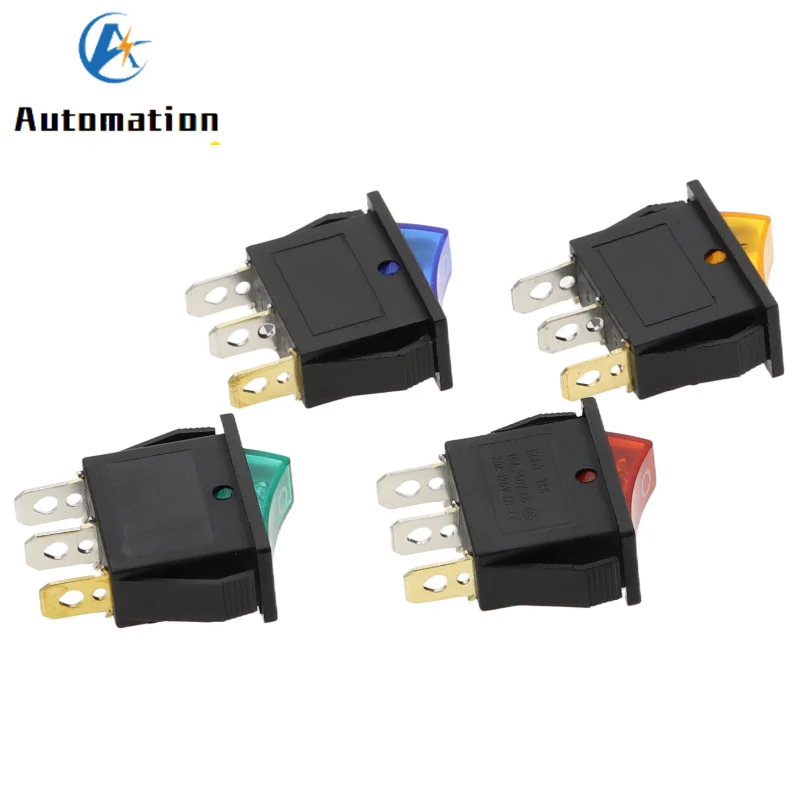 1pc KCD3 Self-locking Rocker Switch ON-OFF 2 Position 3 Pin Electrical equipment With Light Power Switchs 16A 250VAC/ 20A 125VAC