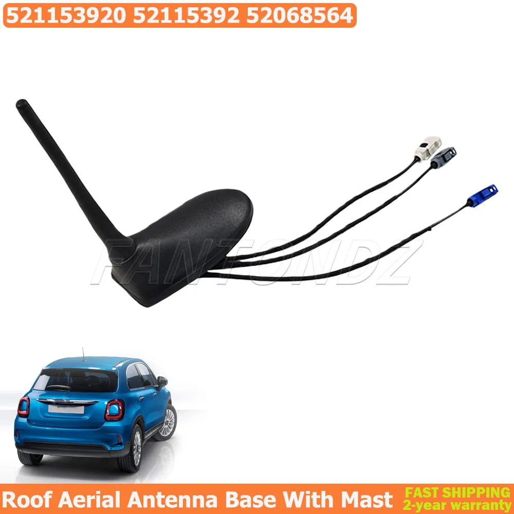 

База автомобильной антенны на крышу с мачтой и аксессуарами для Fiat 500, Jeep Renegade, FM, DAB+, GPS-навигация, 3 кабеля, 52115392, 52068564