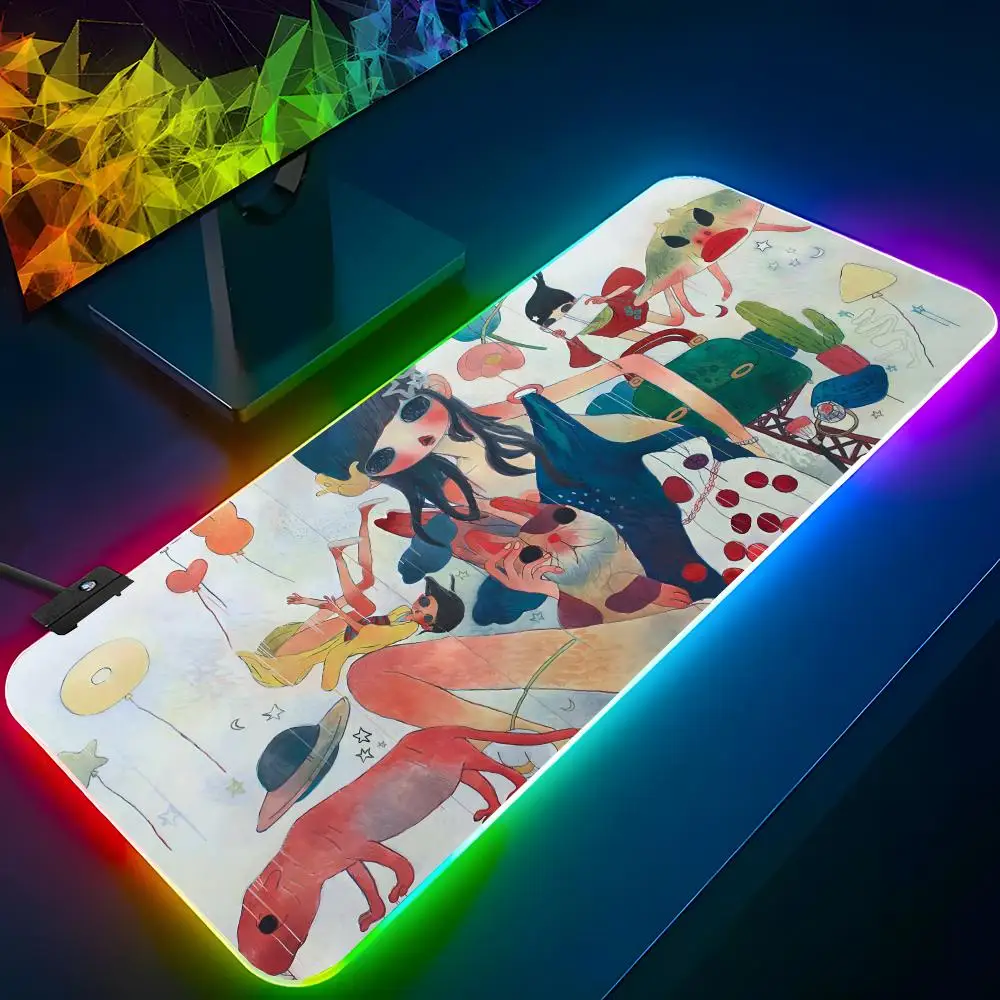 A-Aya T-Takano Mouse Pad RGB Backlit Mouse Pad Laptop Mouse Pad Laptop Gamer Computer Desk Gaming Accessories