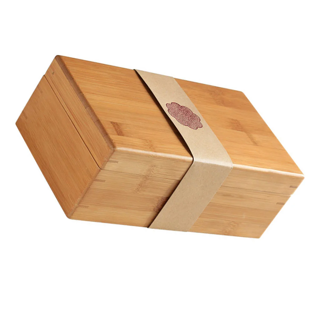 1pc High Grade Tea Box Bamboo Tea Holder Wooden Tea-leaf Container (Khaki) Wooden Box High Grade Gift Box