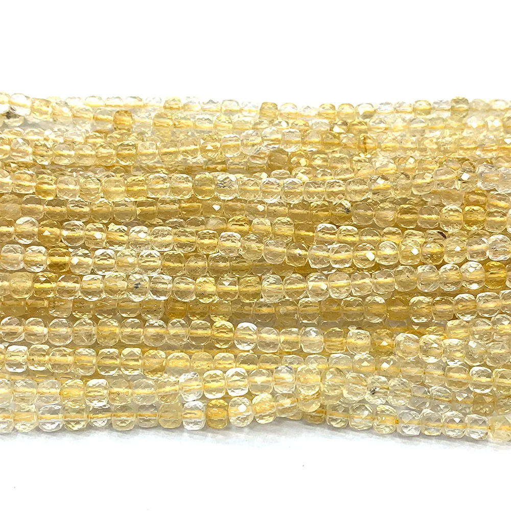 Natural Citrine Faceted Irregular Cube Small Beads For Jewelry Making 06828