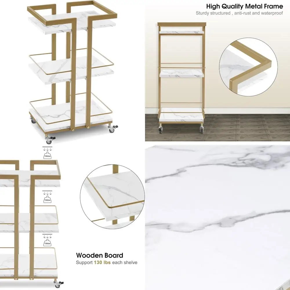 

Стильная металлическая тележка на колесиках для салона с 3-уровневым хранилищем для парикмахерских и эстетиц.
